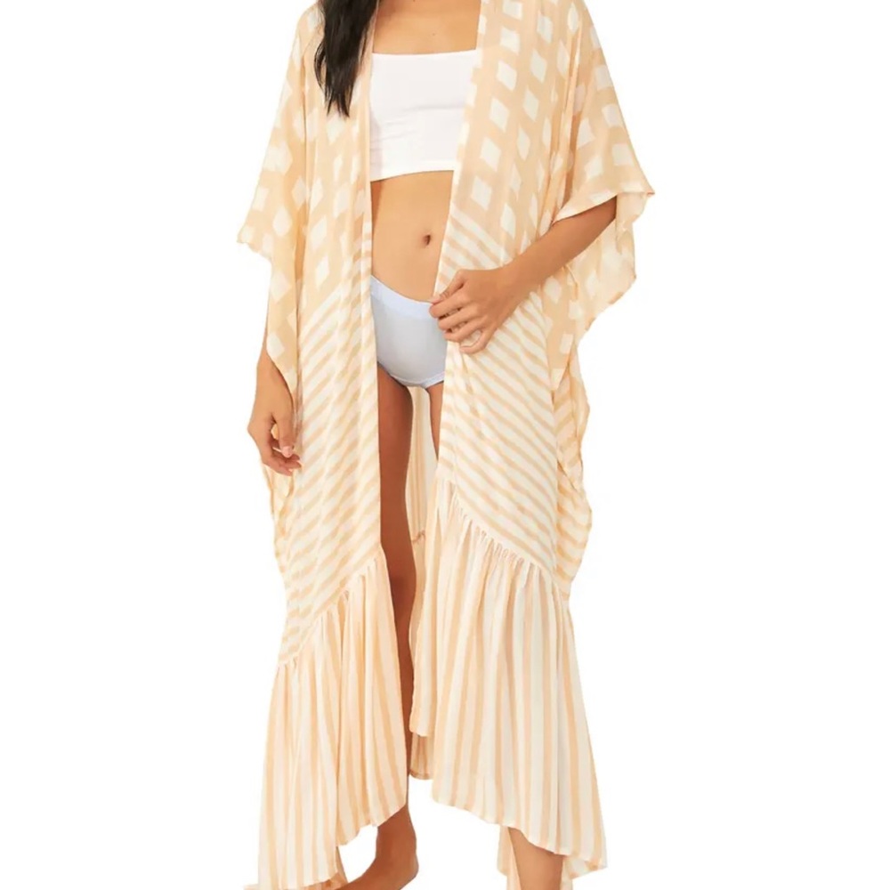 Free People Boho Kenna Ruffle Trim Duster